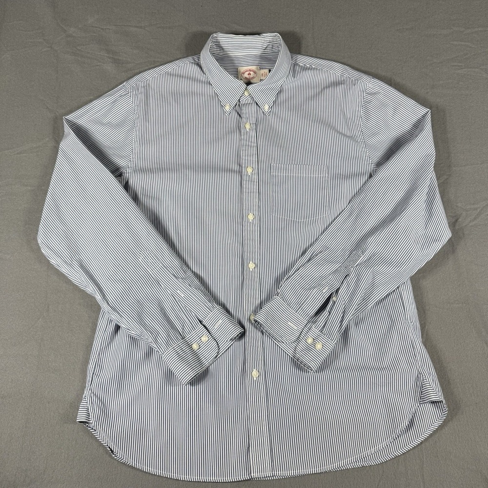 Brooks Brothers Red Fleece Shirt Mens XXL Blue Stripe Button‎ Down Cotton